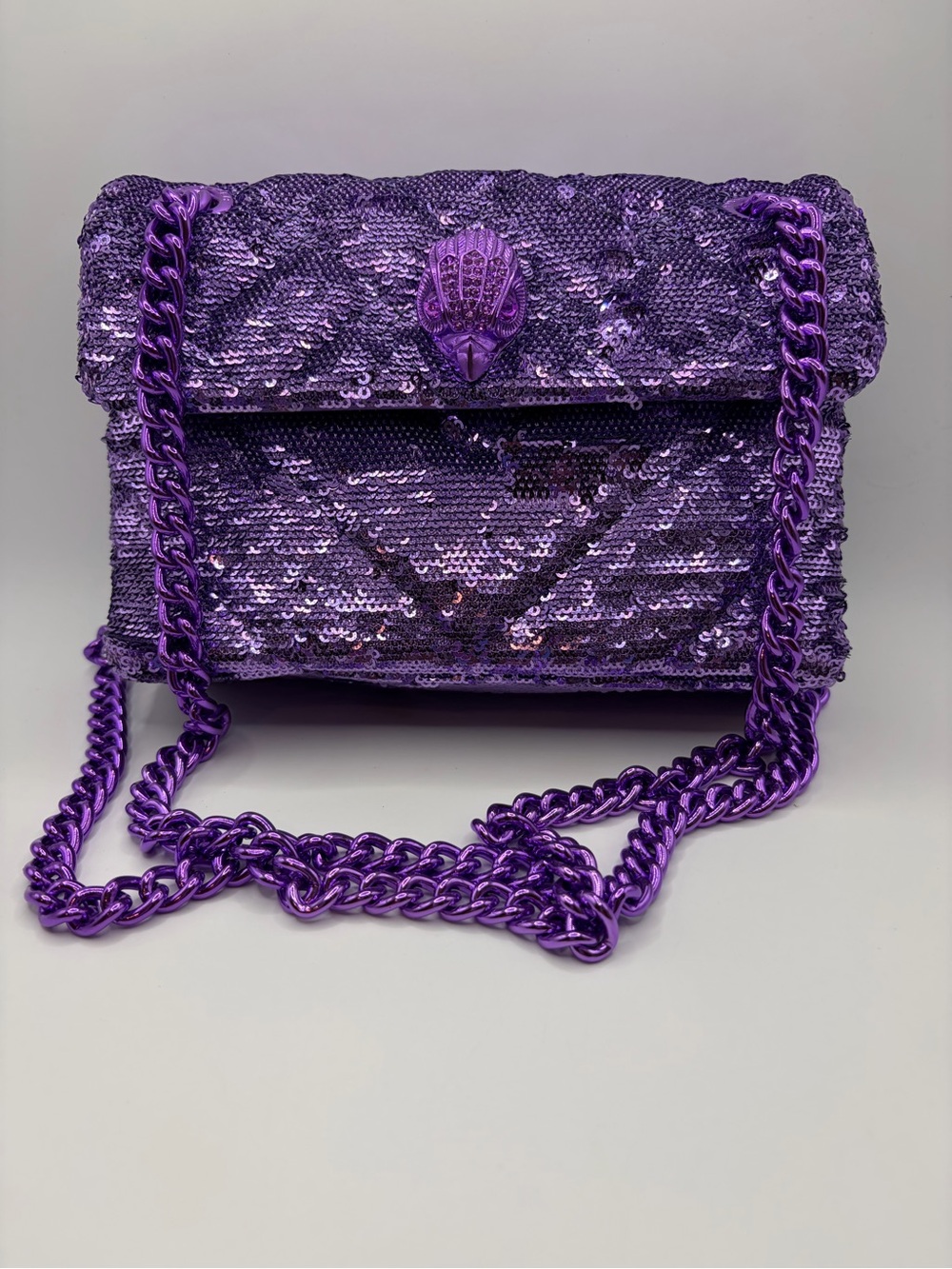 Kurt Geiger Rare Purple Sequin Chain Crossbody Bag w/ dust bag